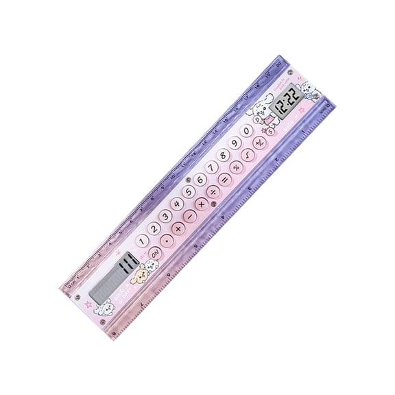 Miiottaa Student Measuring Calculator with Clear Display, Clock and Scale Marks for Classwork, Drawing, Office Math and Planning