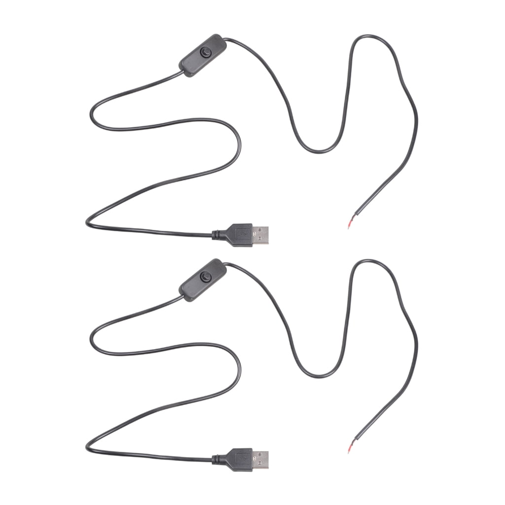 Miiottaa Switchable USB A Male to 2 Pin Bare Wire Power Supply Cord for Fan Light