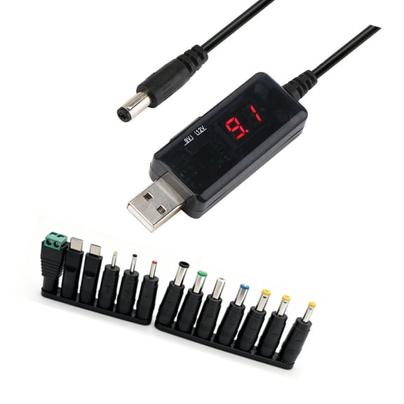 Miiottaa USB to DC5.5 Universal Cable with 13 Adapters for Multiple Device Connection