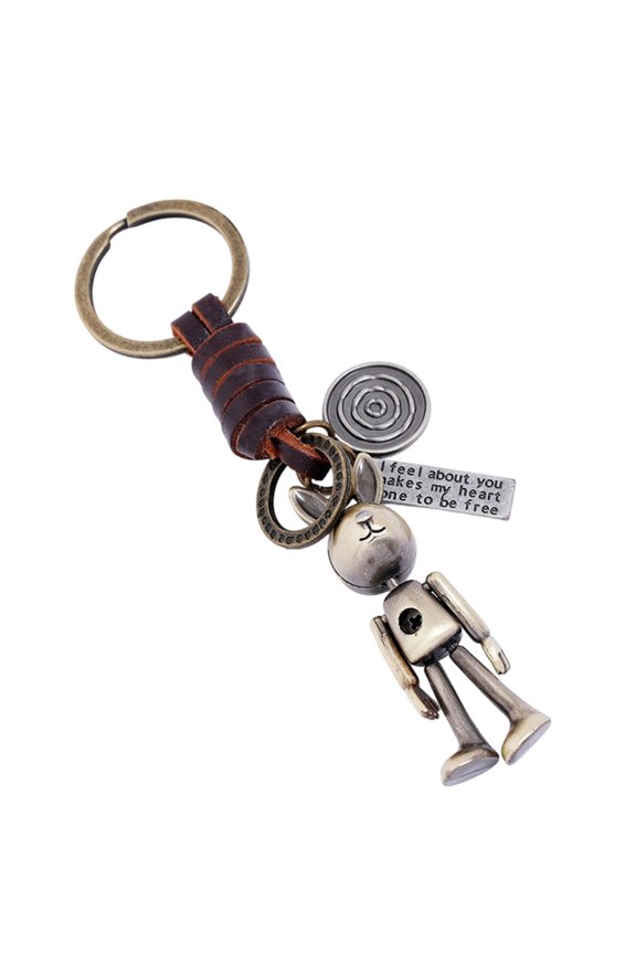 Unique Animal Shaped Key Ring With Braided Leather Detail And Alloy Decoration Stylish Keychain Accessory