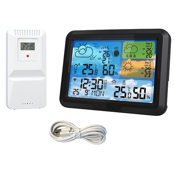 Miiottaa WiFi Connect Weather Stations Digital Thermometers Hygrometer Weather Clock Calendar Atmospheric Pressure Monitor Device