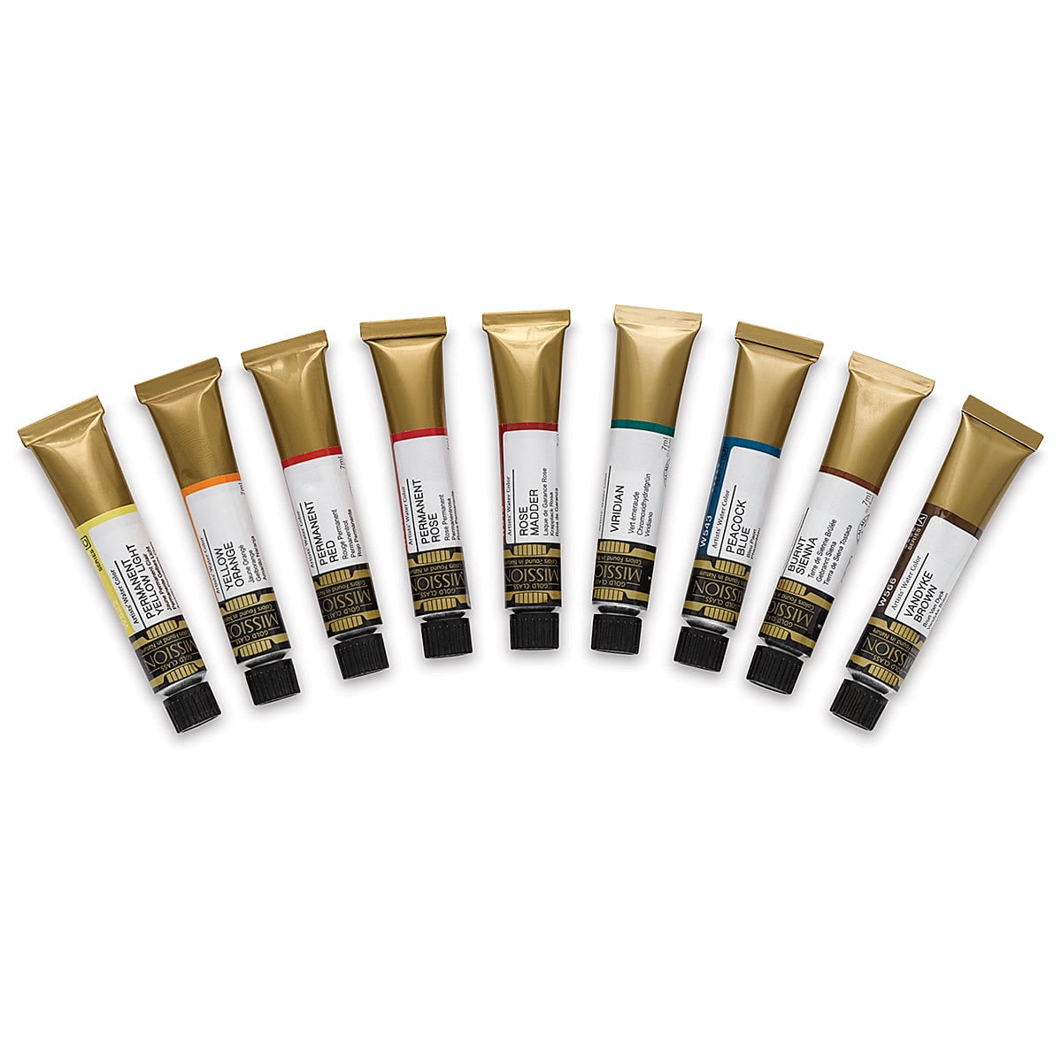Mijello Mission Gold Watercolors - Introductory Set, Set of 9 colors, 7 ml tubes