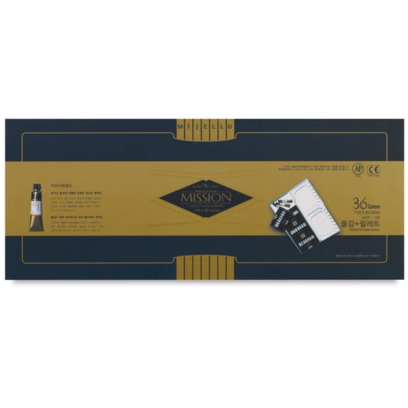 Mijello Mission Gold Watercolors with Palette - Assorted, Set of 36, 7 ml tubes