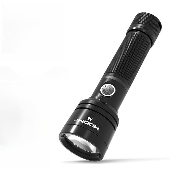 Mijomi Flashlight A6 1000 Lumens high Brightness 228m Beam Distance Samsung LED 18650 Rechargeable Flashlight for Industry use Easy Control 3 Lighting Modes Waterproof flashlight