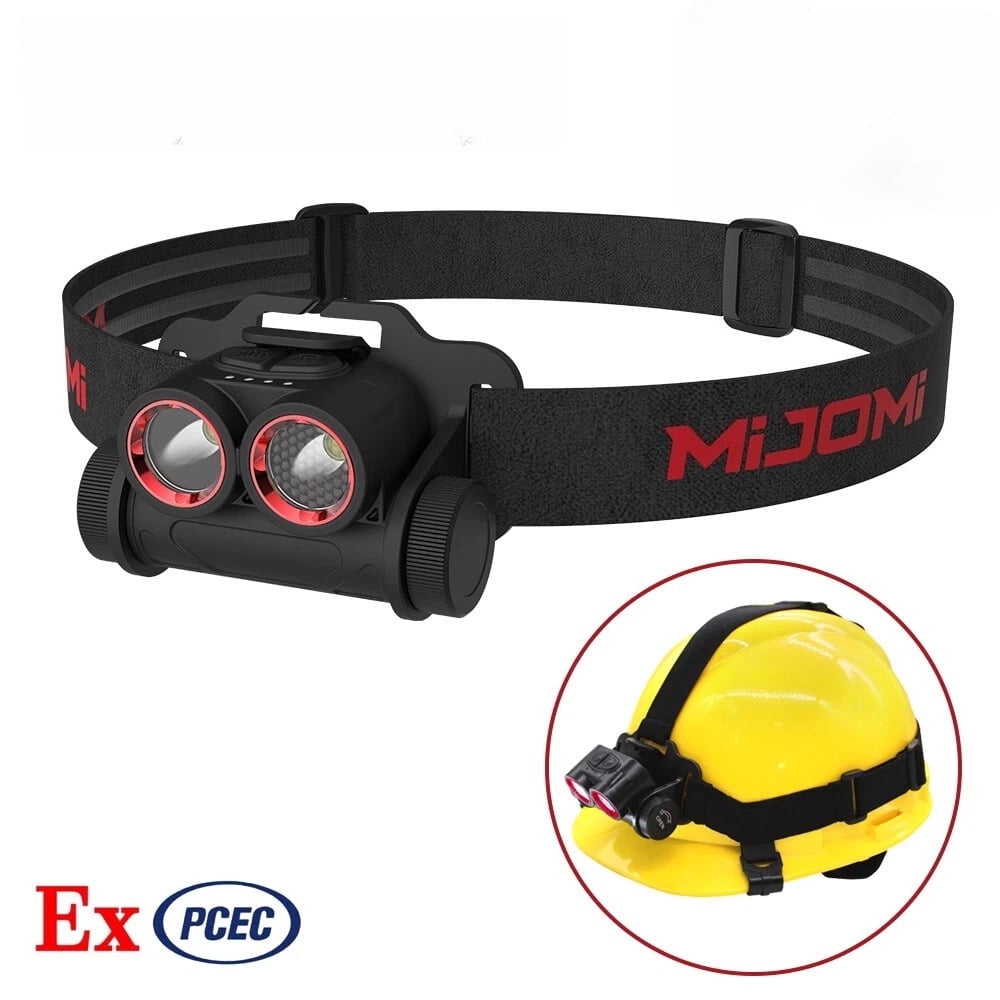 Mijomi Headlamp EXH80 Double LED Head Lamp 500 Lumens Rechargeable Head Light Explosion-proof Headlamp Anti-Explosion ExibIICT4Gb headlight 45°Adjustable Lighting IP66 Waterproof headlight