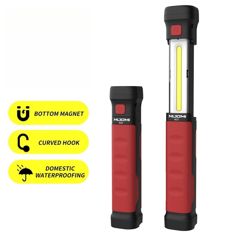 Mijomi W25 400LM Flashlight COB+LED Work light LED Torch Light lampu suluh USB Flashlight Rechargeable Lamp Repair Light Camping Outdoor Lamp With Hook Built-In 1200mAh Battery Portable Flashlight