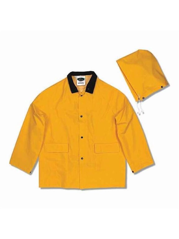 3-Piece Rainsuit with Detachable Hood, Polyester, PVC, 0.3 mm Thick, Detachable, Yellow, L
