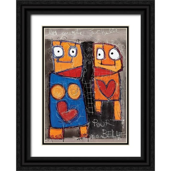 Mika 11x14 Black Ornate Wood Framed with Double Matting Museum Art Print Titled - Pour ma belle