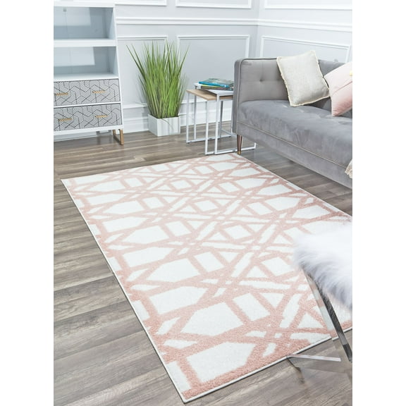 Mika MO30B Spiced Milk Geometric Contemporary Cream Area Rug, 2'6"x8'