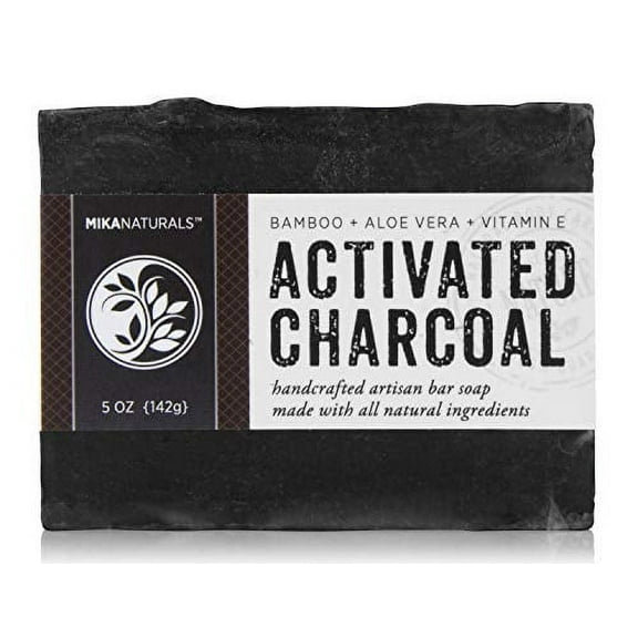 Mika Naturals Activated Charcoal & Aloe Artisan Bar Soap (Palm Oil Free), 5 oz
