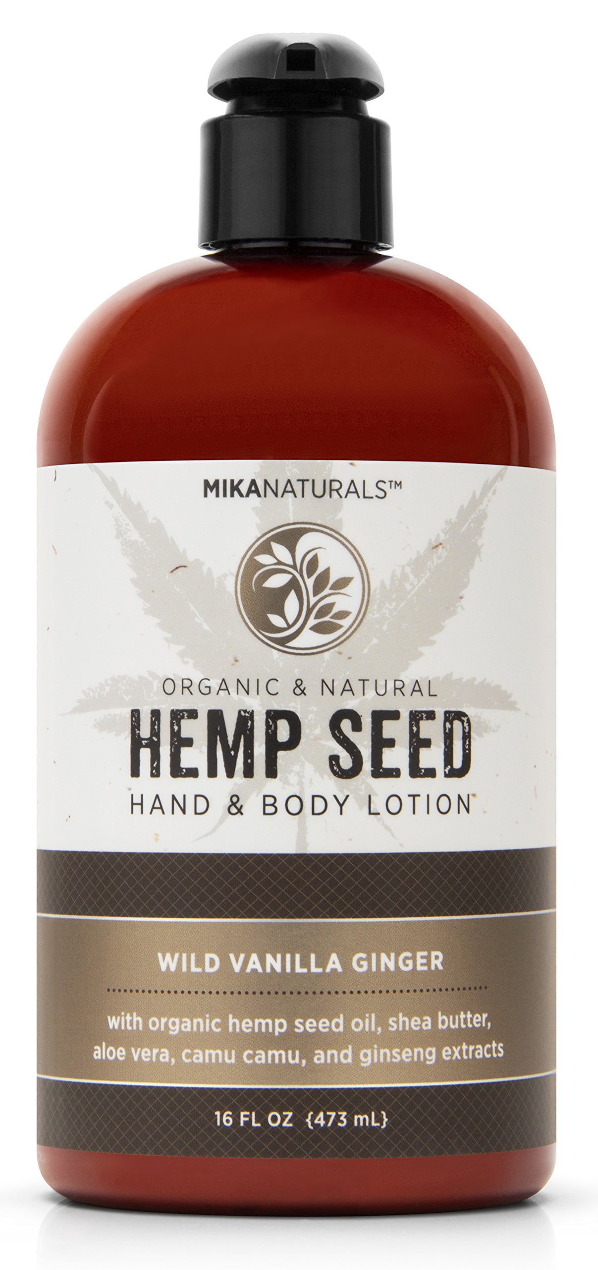 Mika Naturals Wild Vanilla Ginger Hemp Seed Hand & Body Lotion for Dry Skin, 16 fl oz