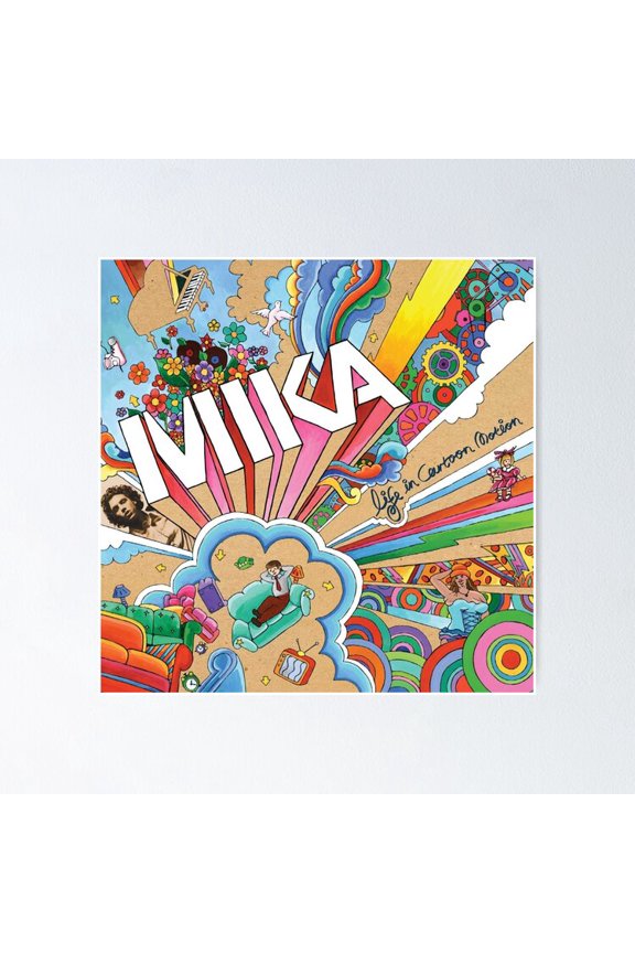 Mika Pop Musician Debut Studio Album Cartoon Motion Art Wall Decor, Unframed Poster