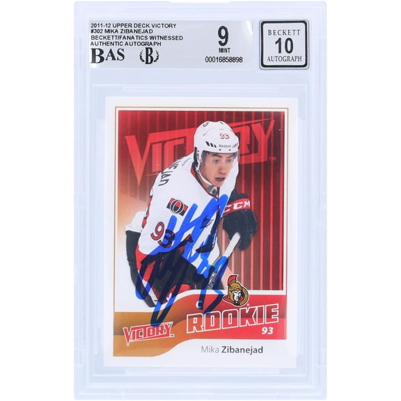 Mika Zibanejad Ottawa Senators Autographed 2011-12 Upper Deck Victory #302 Beckett Fanatics Witnessed Authenticated 9/10 Rookie Card - Fanatics Authentic Certified