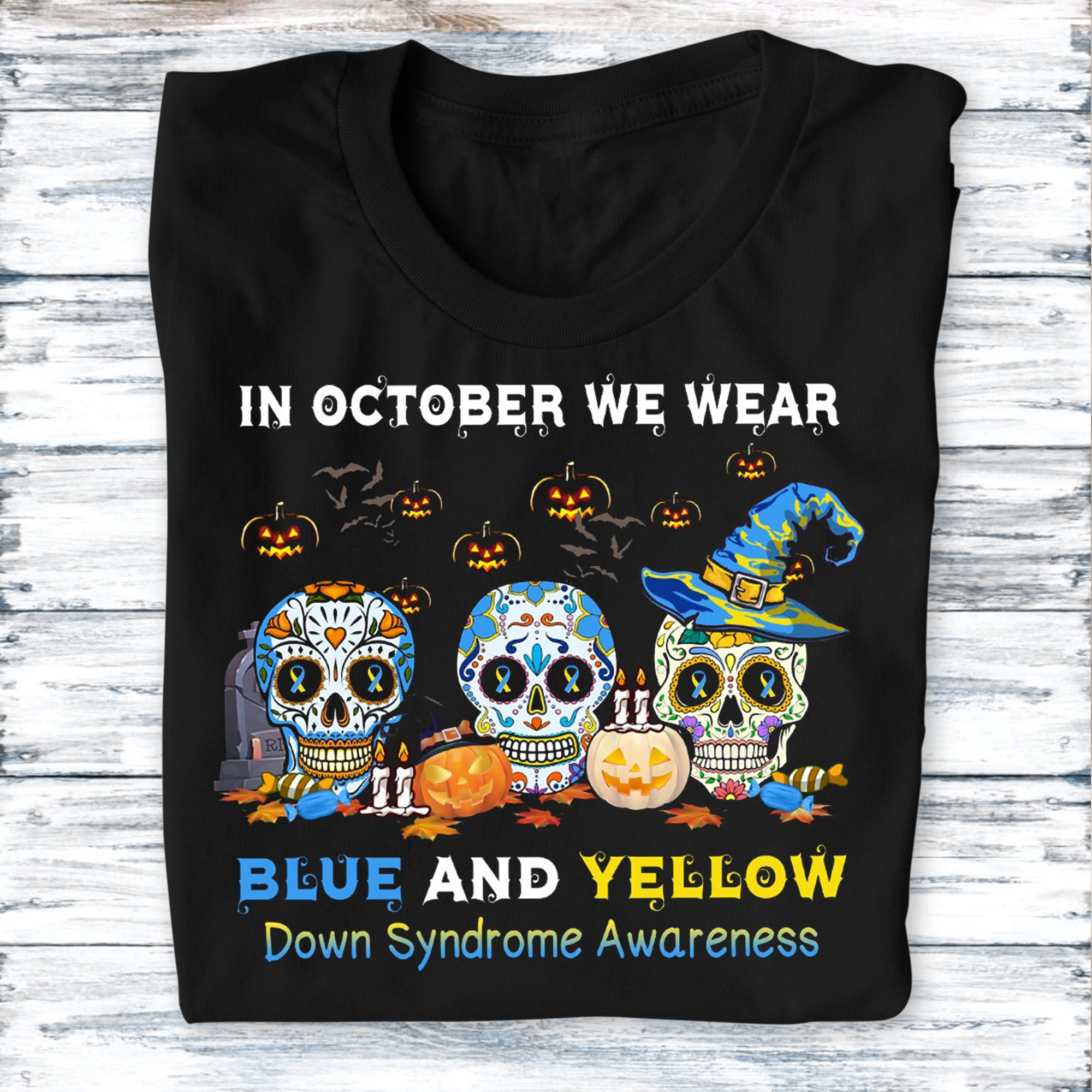 MikaMY In October We Wear Blue And Yellow Sugar Skull Down Syndrome ...