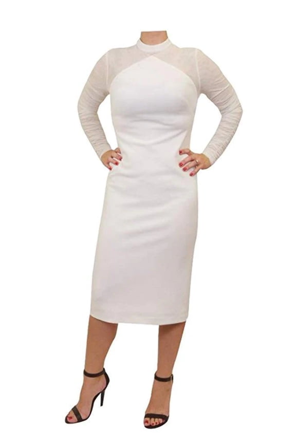 Mikael Aghal Mesh Sleeved Sheath Dress