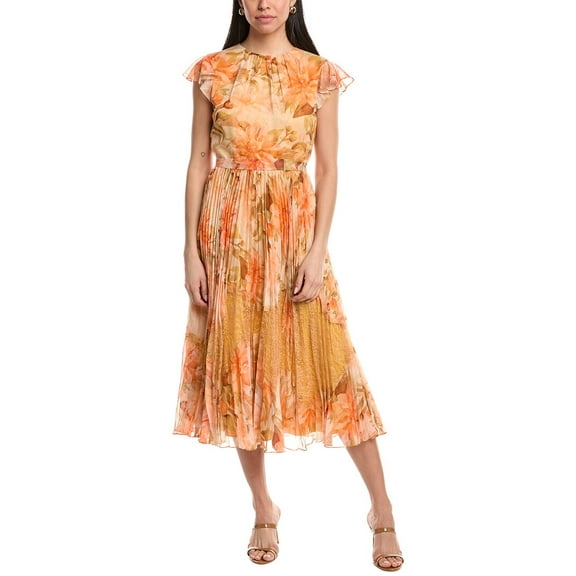 Mikael Aghal womens  Midi Dress, 2, Orange