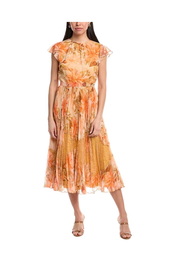 womens  Midi Dress, 8, Orange