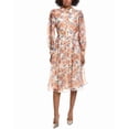 thumbnail image 1 of Mikael Aghal womens  Print Midi Dress, 6, Tan, 1 of 3