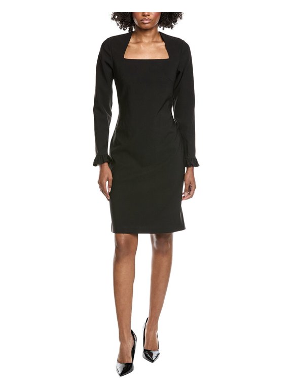 womens Solid Midi Dress, 2, Black