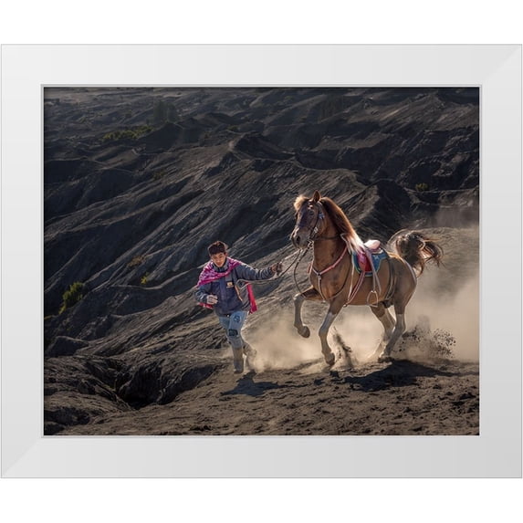 Mikael, Fira 18x15 White Modern Wood Framed Museum Art Print Titled - Run