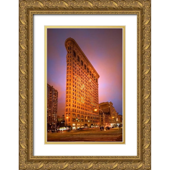 Mikaels, Natalie 17x24 Gold Ornate Wood Framed with Double Matting Museum Art Print Titled - Dramatic Flatiron