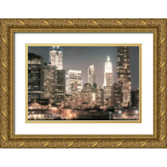 Mikaels, Natalie 18x13 Gold Ornate Wood Framed with Double Matting Museum Art Print Titled - In a New York Minute