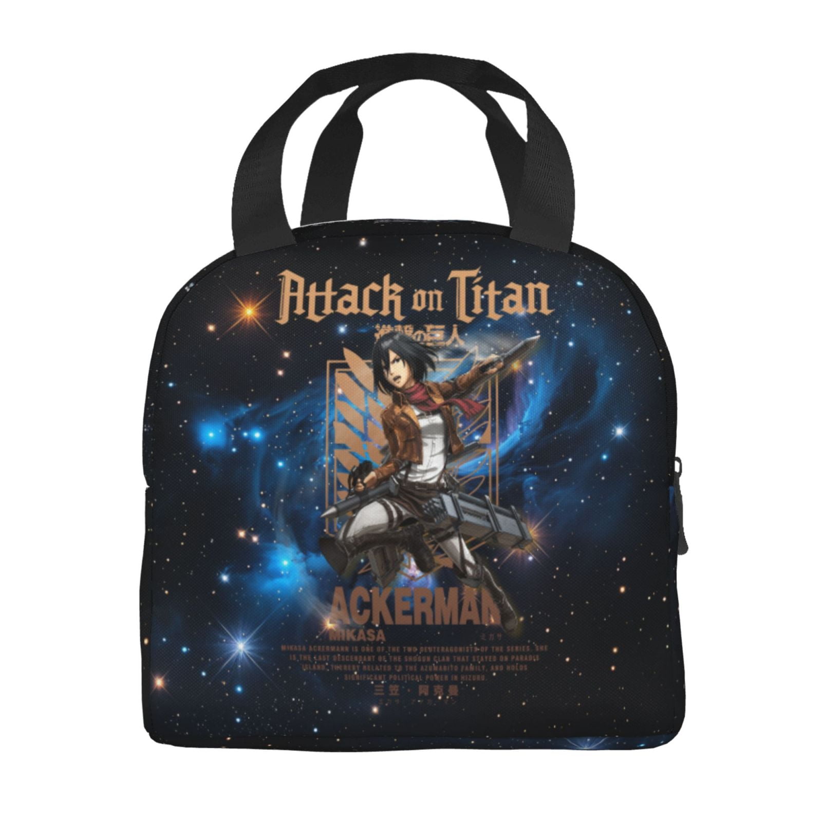 Mikasa Ackerman Attack On Titan Lunch Bag Tote Bag Portable Insulated ...