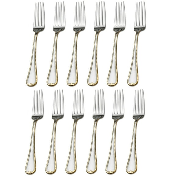 Mikasa Cameo Gold 18/10 Stainless Steel Dinner Fork (Set of Twelve)