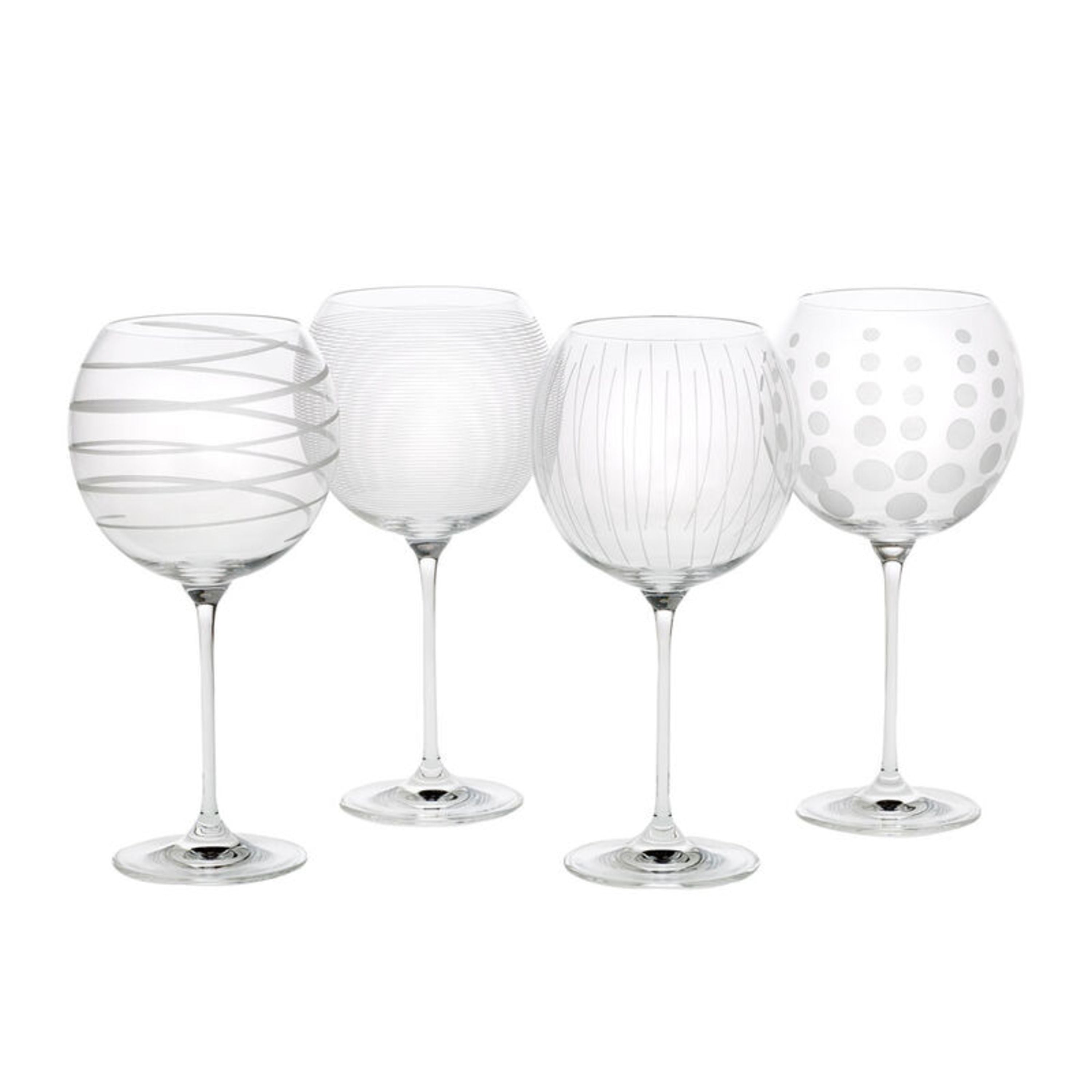 Set of 4 Clear Crystal Balloon Goblet Wine Glasses