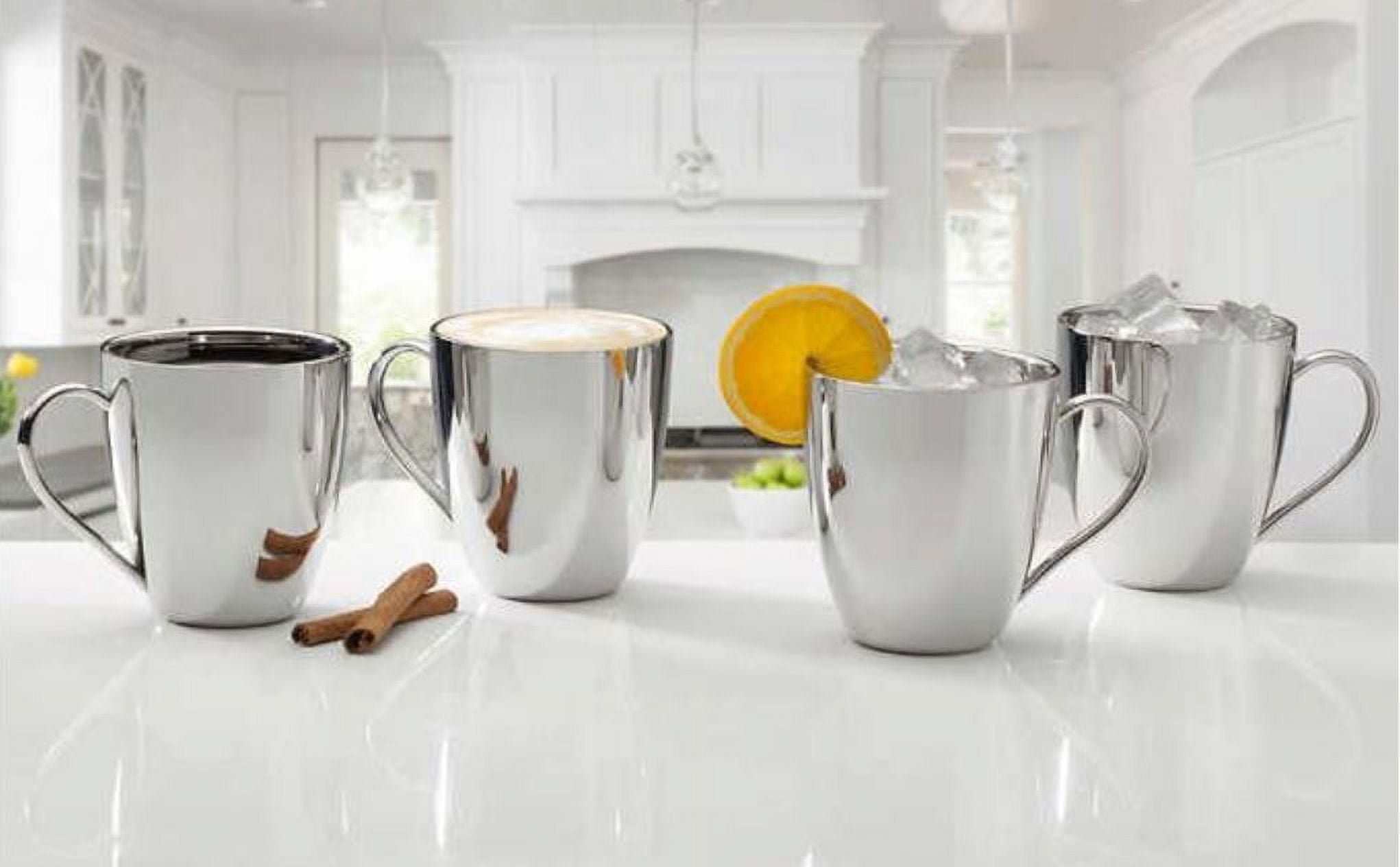 Mikasa Double Wall Stainless Steel Mugs, 20 oz, Polished Finish