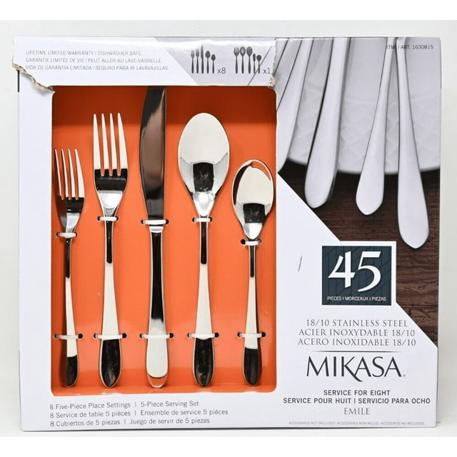 Mikasa Emile 18/10 Stainless Steel 45Piece Flatware Set