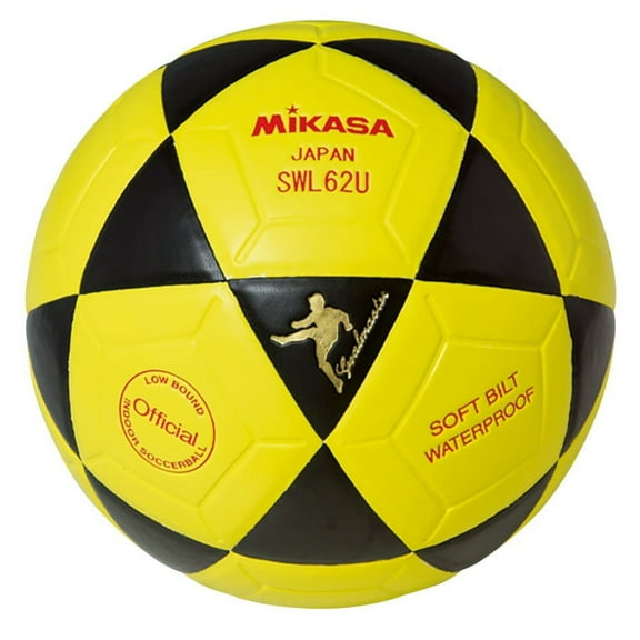 Mikasa Futsal Soccer Ball, Low Bounce, 62cm, Black-Yellow