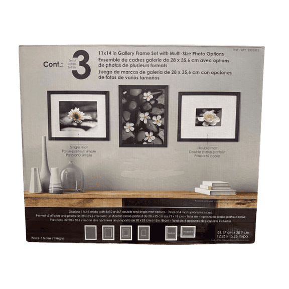 Mikasa Gallery Frame Set 3Pk 11x14 Black Multi Size Photo Options