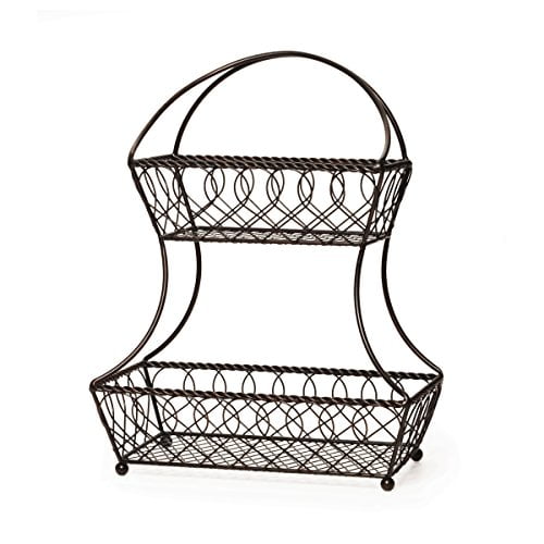 Mikasa Gourmet Basics 2-Tier Flatback Basket Display Fruit Kitchen Antique Wire