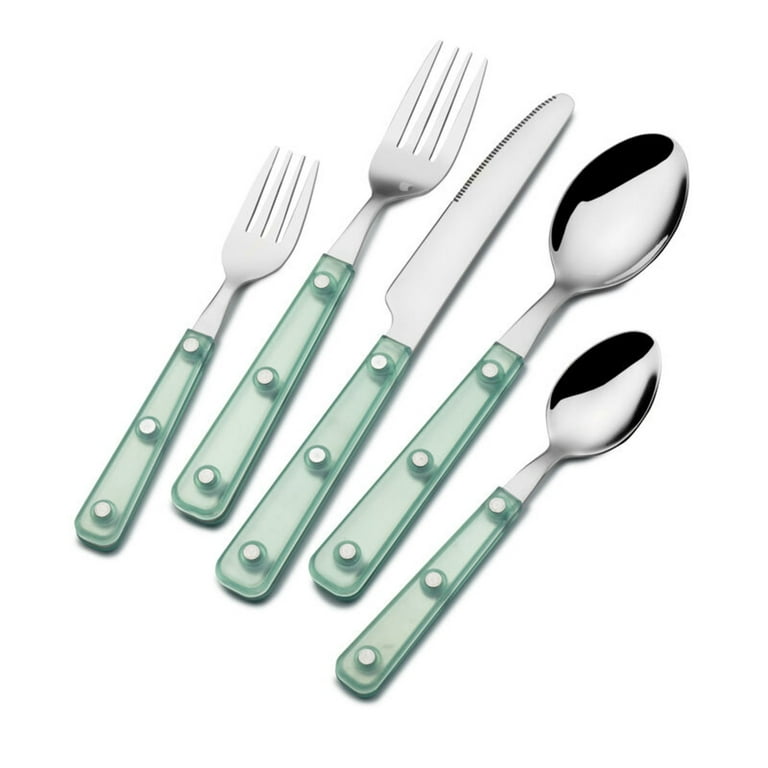 Mikasa 20-Piece Stainless Steel Flatware Set with Green