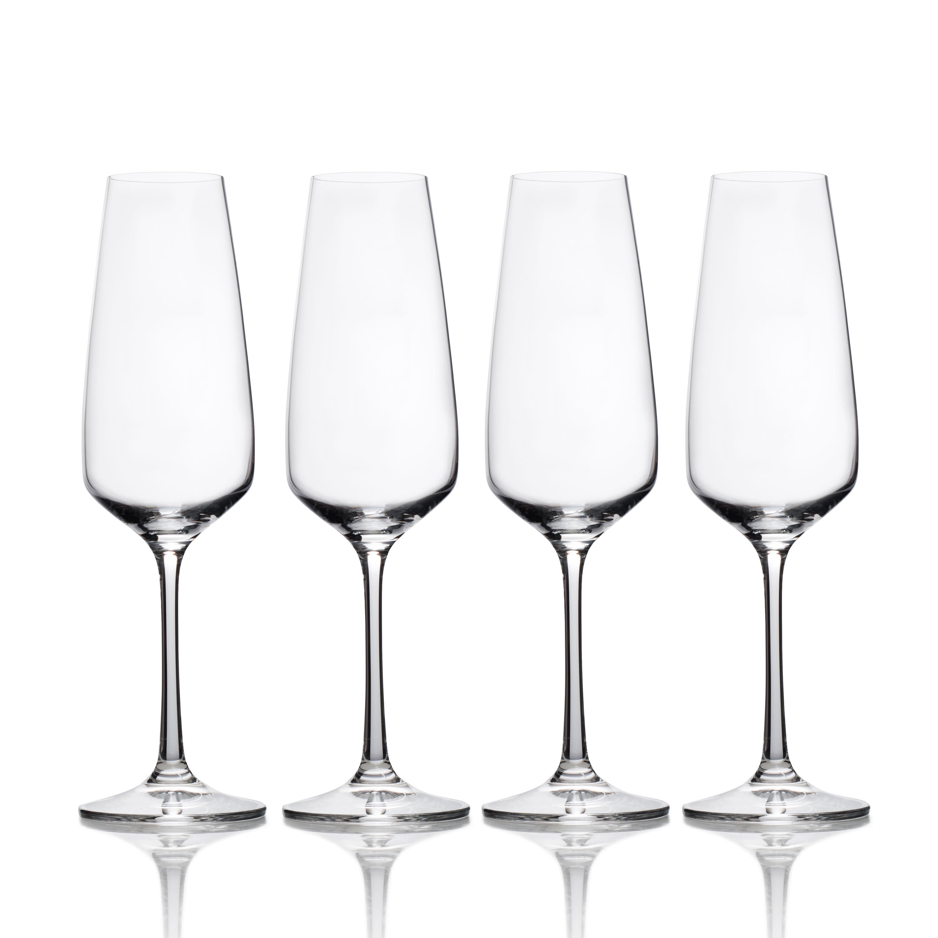 Melody Clear European Crystal Champagne Flutes, Set of 4