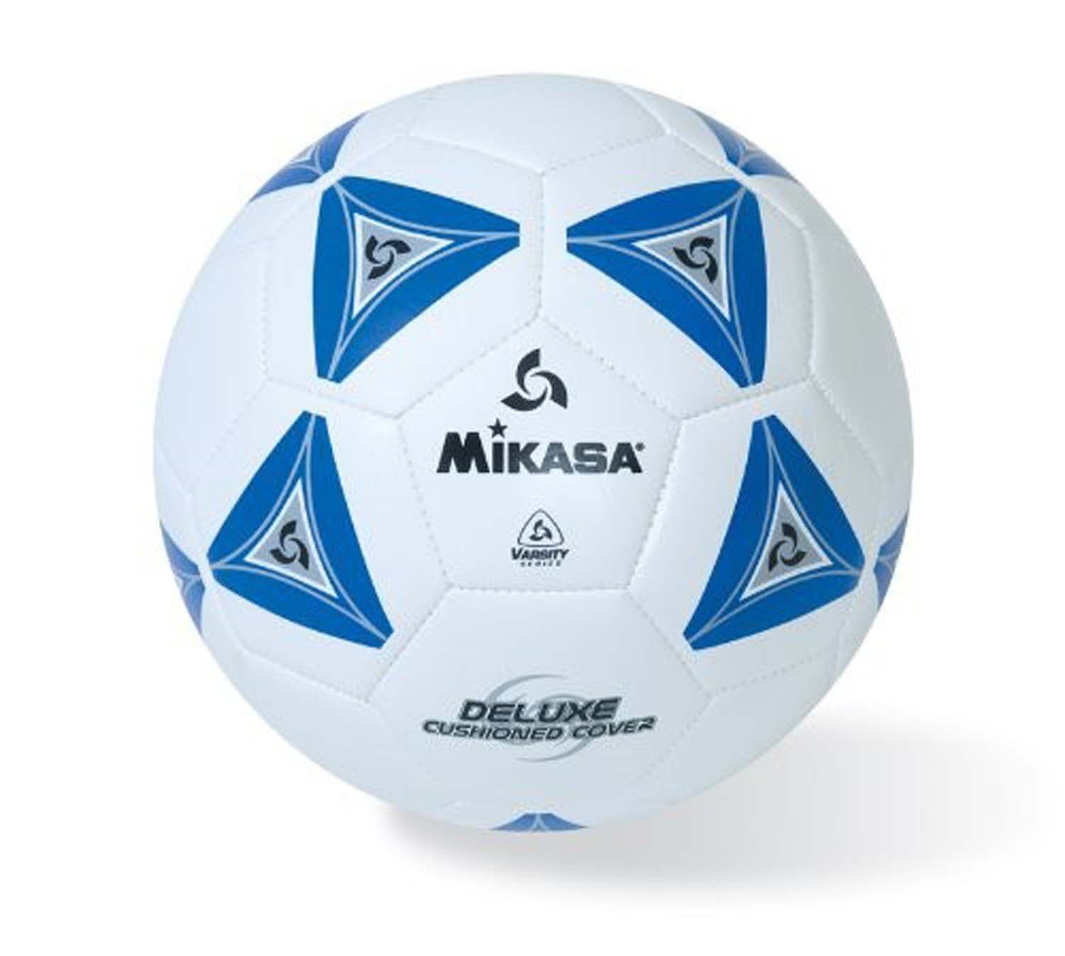 Mikasa Size 5 Deluxe Cushioned Soccer Ball, Ages 12 and Up, 27 Inch Diameter, White/Blue