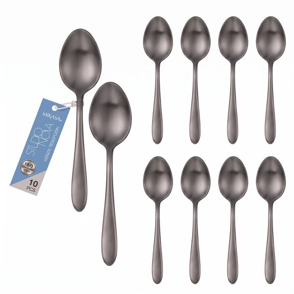 Mikasa Studio Nova Kenzie Teaspoon, Set of 10 - Elegant Curved Design