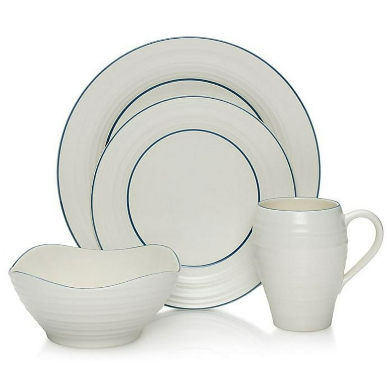 Mikasa Swirl Banded Blue 5158432 4 piece place setting Walmart