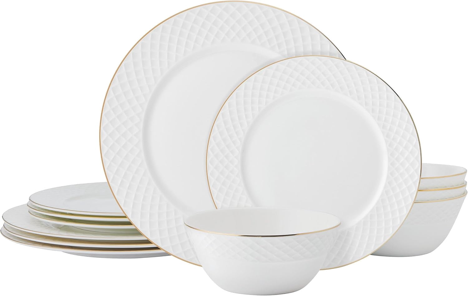 Mikasa Trellis Gold 12-Pc Bone China Dinnerware Set - Service For 4