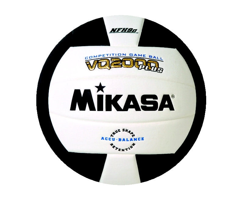 Mikasa VQ2000 Plus NFHS Competition Indoor Volleyball, Black/White