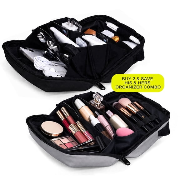 Mikdeno Lightweight Travel Organizer Bag, Multi-Compartment Tech Storage Case for Hard Drive Power Bank Cables Mouse Charger Lens Cap, Digital Accessories Pouch