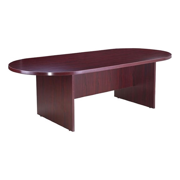 Mike 95 Inch Oval Conference Table with Panel Legs- Mahogany Red