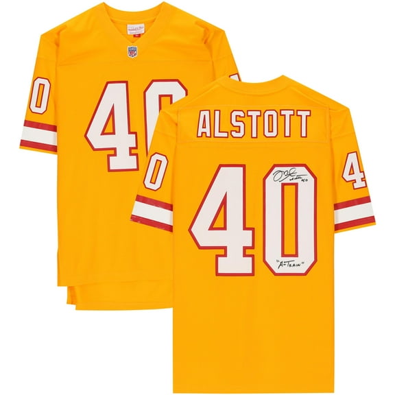 Mike Alstott Tampa Bay Buccaneers Autographed Mitchell & Ness Orange Throwback Replica Jersey with "A-Train" Inscription - Fanatics Authentic Certified