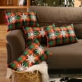 thumbnail image 1 of Christmas Snowflakes Decorative Throw Pillow Set of 4 Lumbar 12 in. x 20 in. Red & Green for Couch, Bedding, 1 of 5