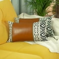 thumbnail image 1 of Mike&Co New York Decorative Vegan Faux Leather Throw Pillows Set of 2 Brown 12x20, 1 of 6