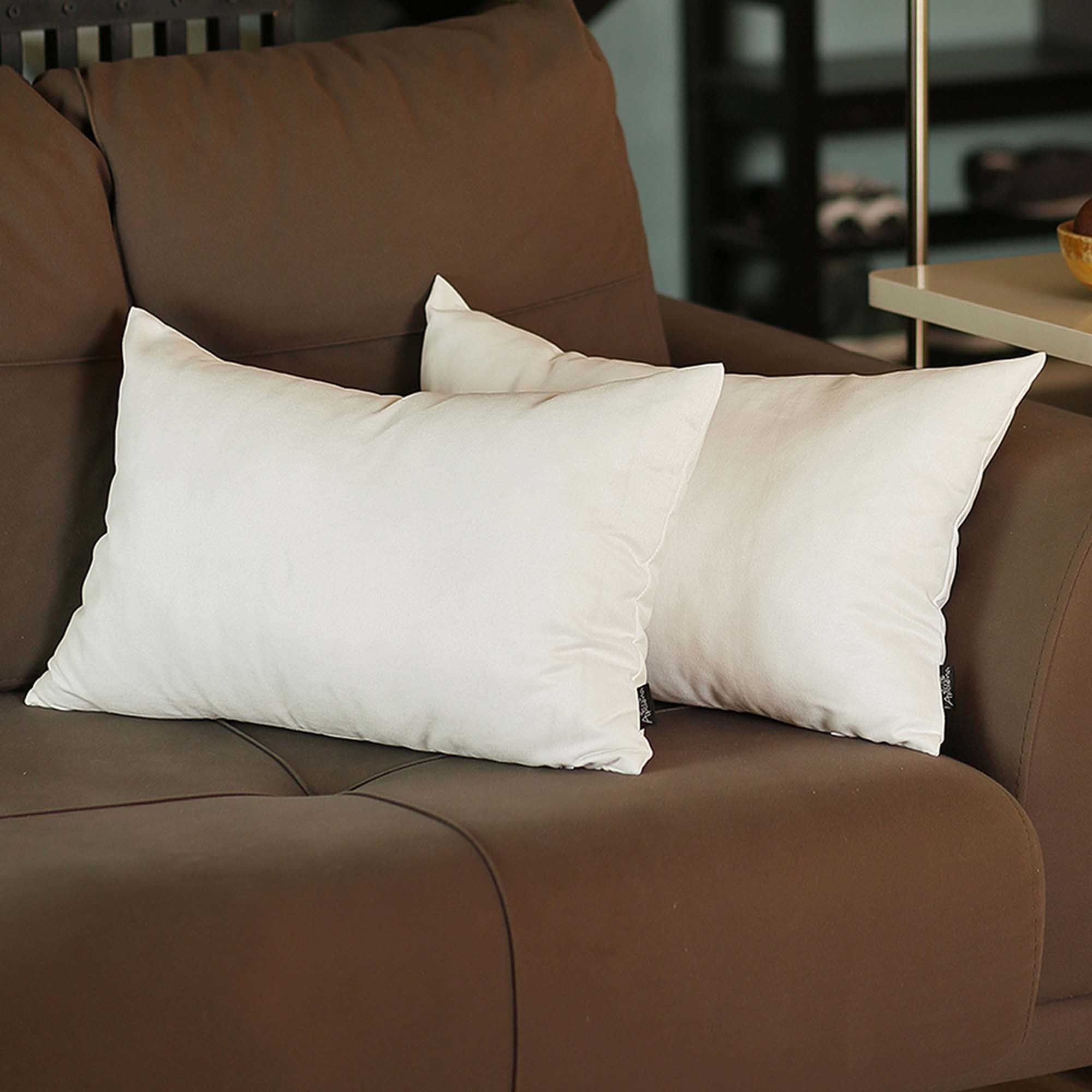 White Polyester Lumbar Pillow Cover Set