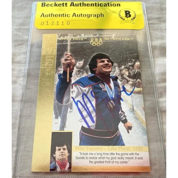 Mike Eruzione autographed 1980 Miracle on Ice USA Olympic Upper Deck Reflections of Gold card BAS