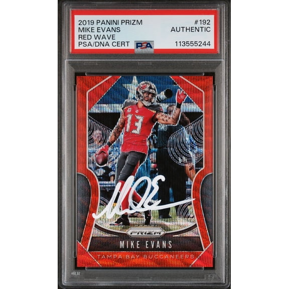 Mike Evans 2019 Panini Prizm Red Wave Signed Card #192 Auto Graded PSA 86/149