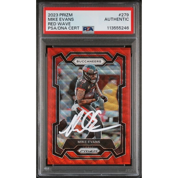 Mike Evans 2023 Panini Prizm Red Wave Signed Card #279 Auto Graded PSA 146/149